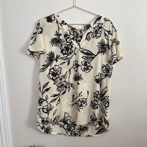 Maurices Cream and Black Floral Blouse